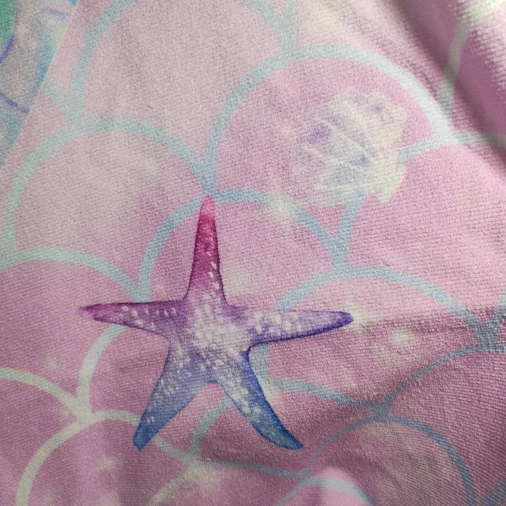 Mermaid Beach Towel Be A Mermaid And Make Waves Pink Blue Shells Starfish 62x31